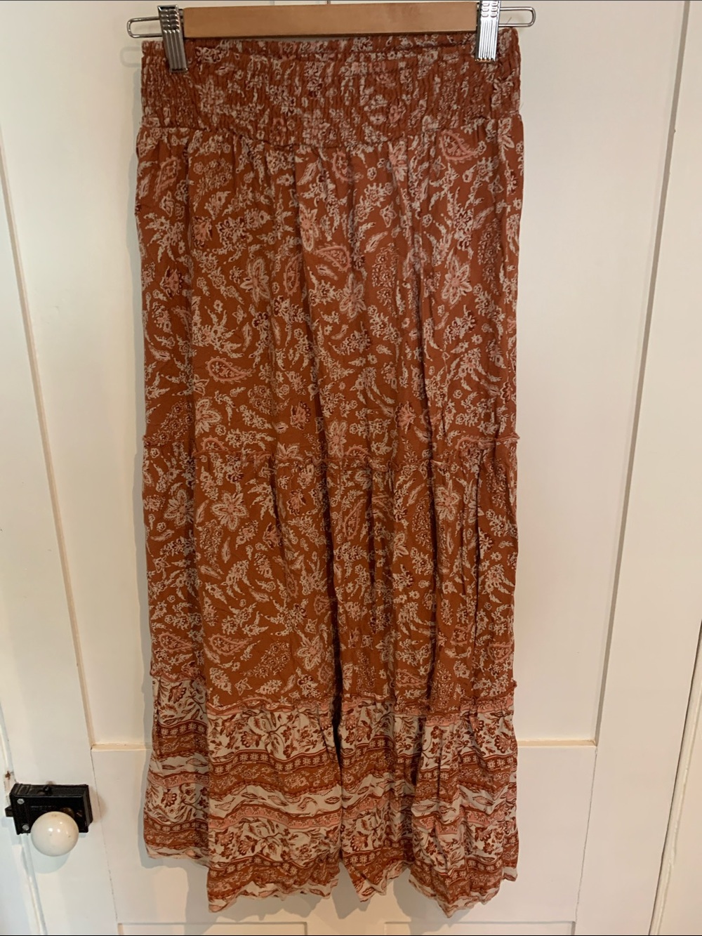 Tiered Maxi Skirt in Rust Paisley